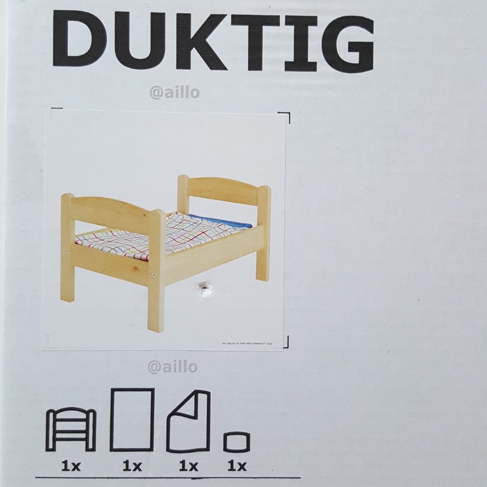 IKEA DUKTIG Pet bed with bedlinen set, pine, multicolor